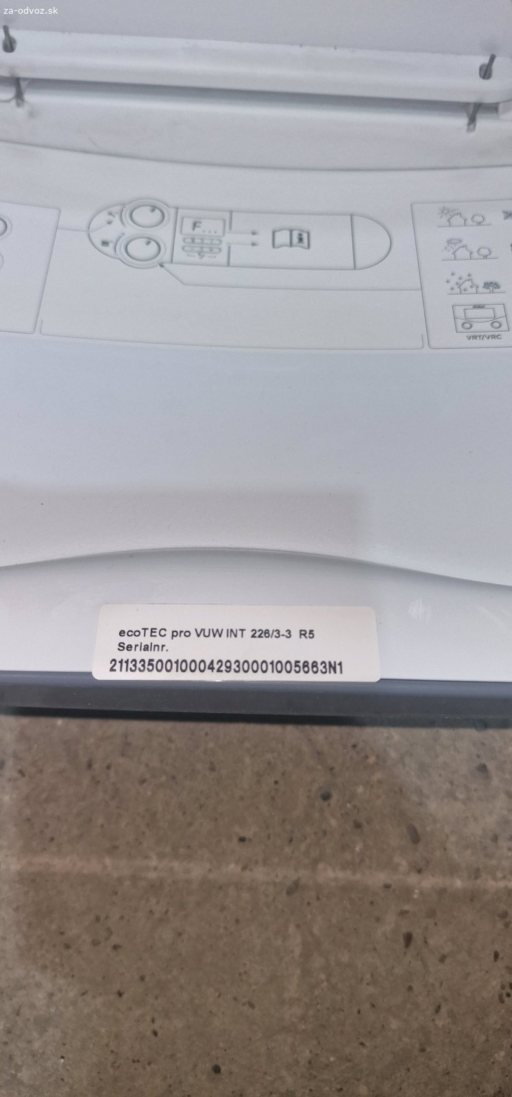 Darujem kotol. Darujem kondenzačný kotol Vaillant EcoTec pro VUW int 226/3-3 R5. Kotol bol funkčný, ale ma prasknutý výmenník tepla, je tam mala dierka. Teoreticky sa to dá opraviť zavarenim antikorom.