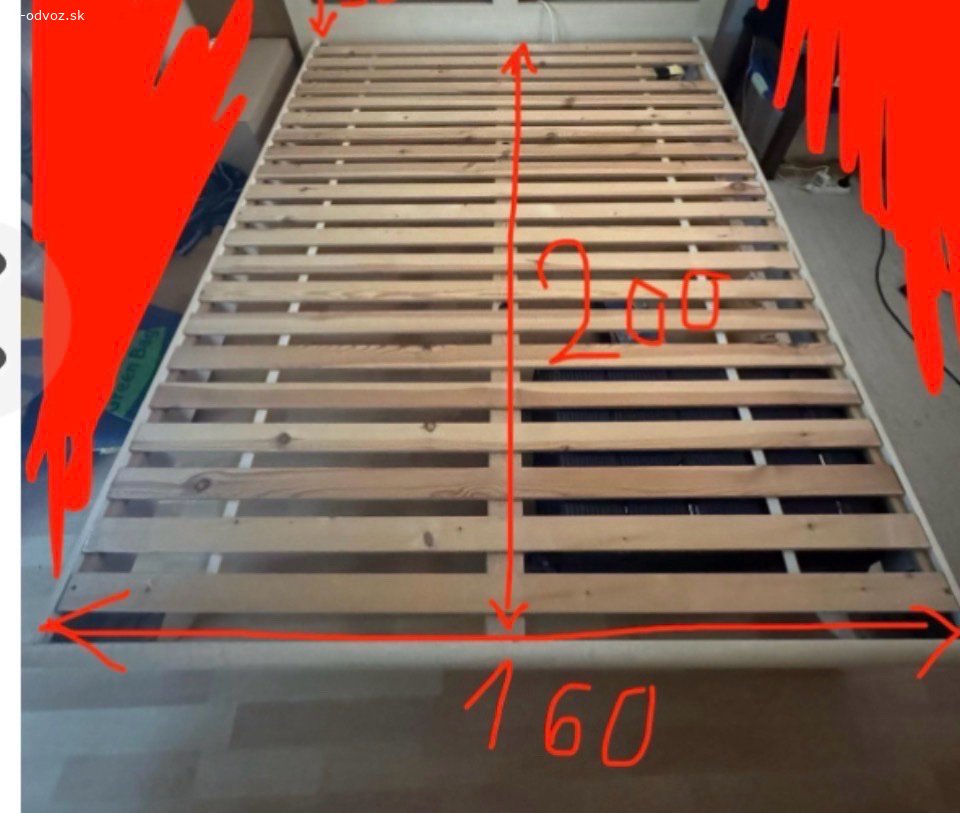 darujem postel 160x200. darujem postel v rozobratom stave. bez cela postele, kusok zlomeneho rostu. my sme ju dostali a napokon nevyuzili. Vyzera byt pevna, nie je rozhegana. darujeme za odvoz. odber Stare mesto Bratislava, ziadne schody.