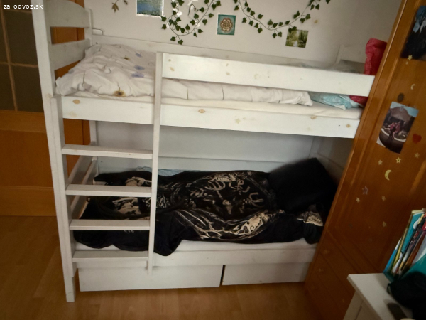 Darujem za odvoz Detsku bielu poschodovu postel