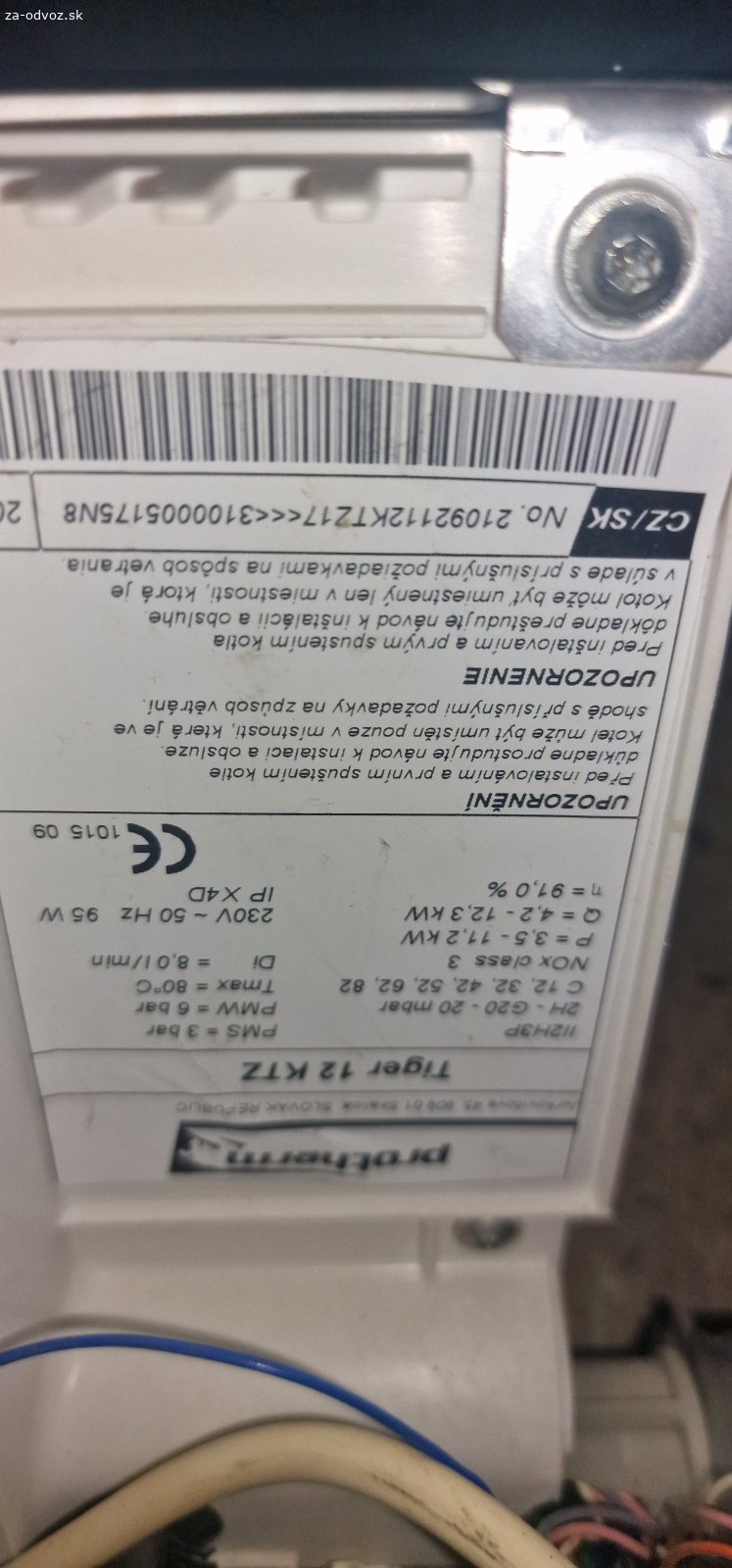Darujem. Darujem plynový turbo kotol Protherm Tiger 12KTZ. je rozobratý, ale plne funkčný. Zásobník nepoškodený, regulacia funkčná. Poškodený je iba komínový nástavec, kde sú odtrhnuté meracie otvory.