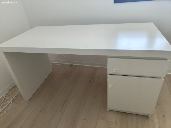 MALM Písací stôl ikea, biely, 140 x 65 cm