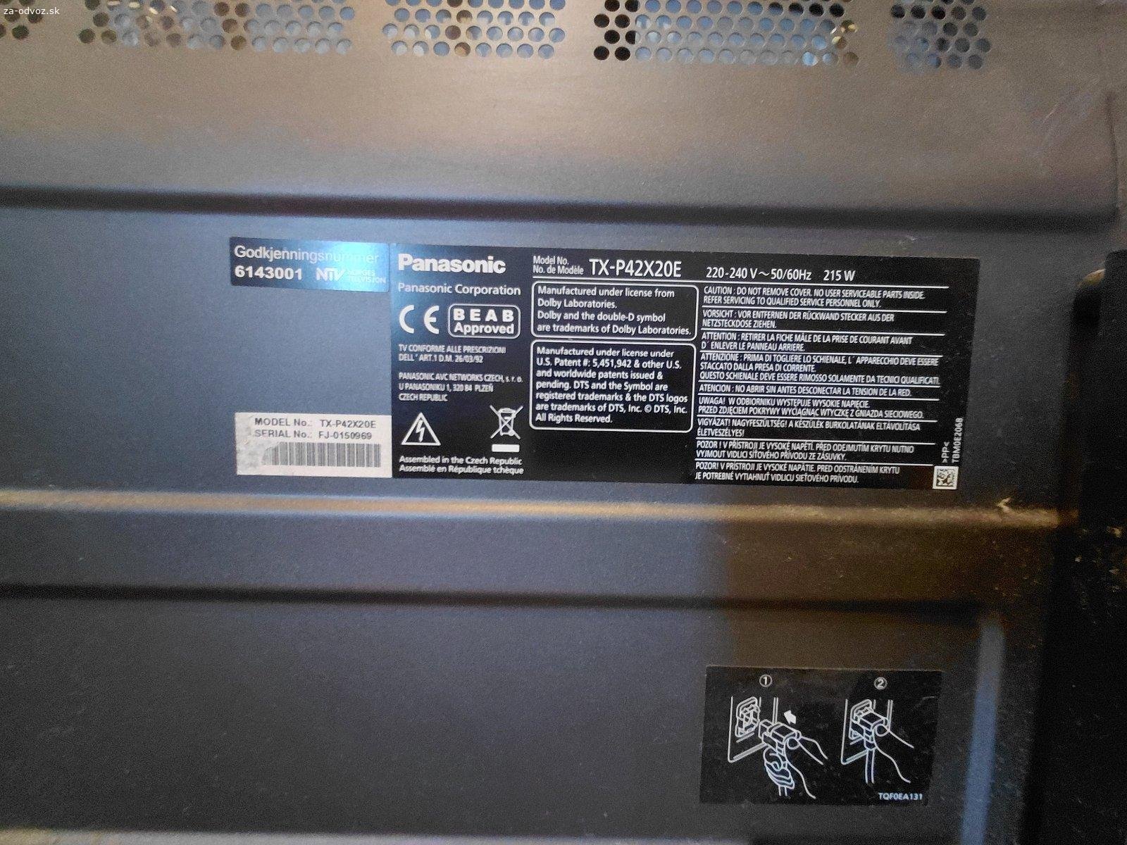 panasonic viera tx-p42g20e. Ponúkam starší televízor Panasonic Viera. TV je plne funkčný, obraz aj zvuk fungujú bez problémov. Treba však počítať s tým, že ide o starší model (cca 10 rokov), takže má známky používania a občas je na obrazovke jemne viditeľný „vypálený“ obraz/logo pri tmavších scénach.
Nie je to nový televízor, ale ešte určite poslúži, ideálny napríklad na chatu, do dielne, izby alebo na bežné pozeranie. ! Bez diaľového ovládača.