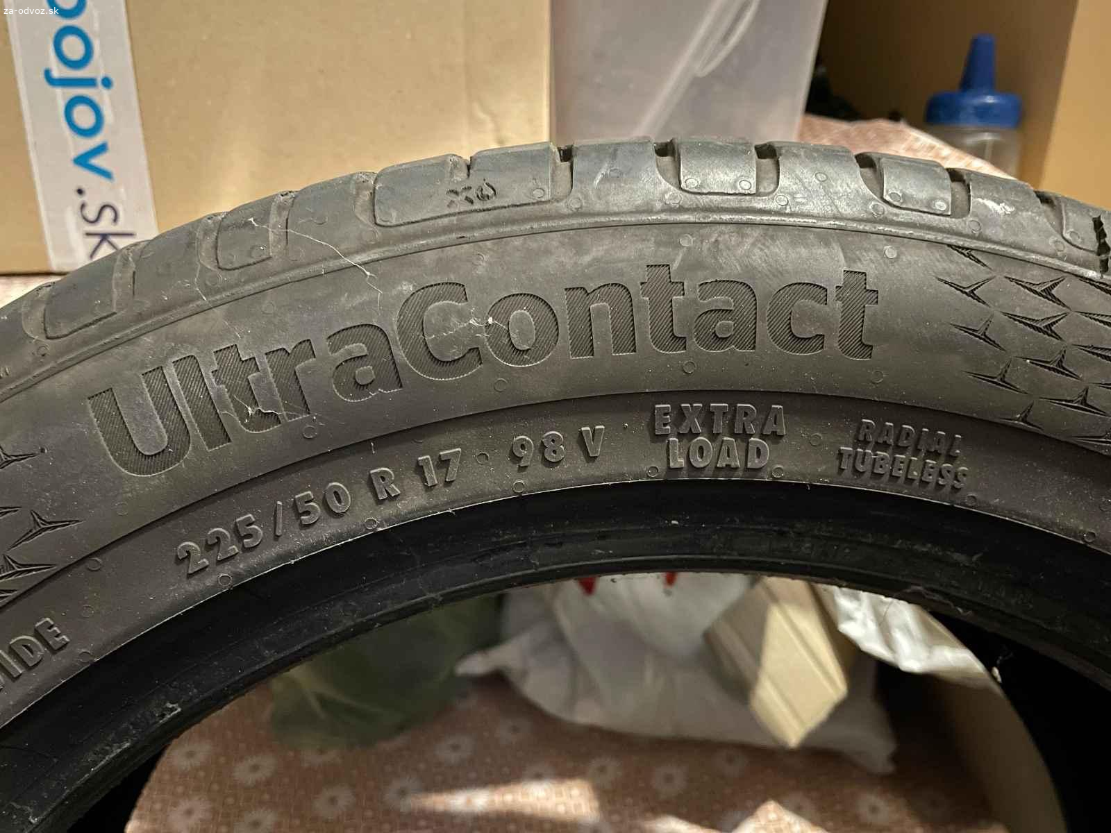 Pneu CONTINENTAL UltraContact 225/50 R17 98V XL. Darujem letnú pneumatiku CONTINENTAL UltraContact 225/50 R17 98V XL jazdenú 1 sezónu (cca 6000km).
Vyrobená v februári 2023.
Možnosť vyzdvihnúť v Bratislave.