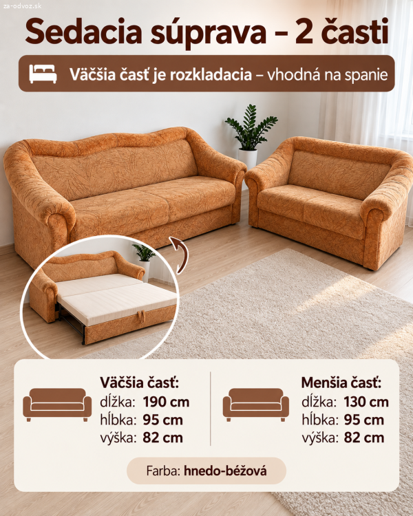 Sedacia súprava 2-dielna – rozkladacia pohovka